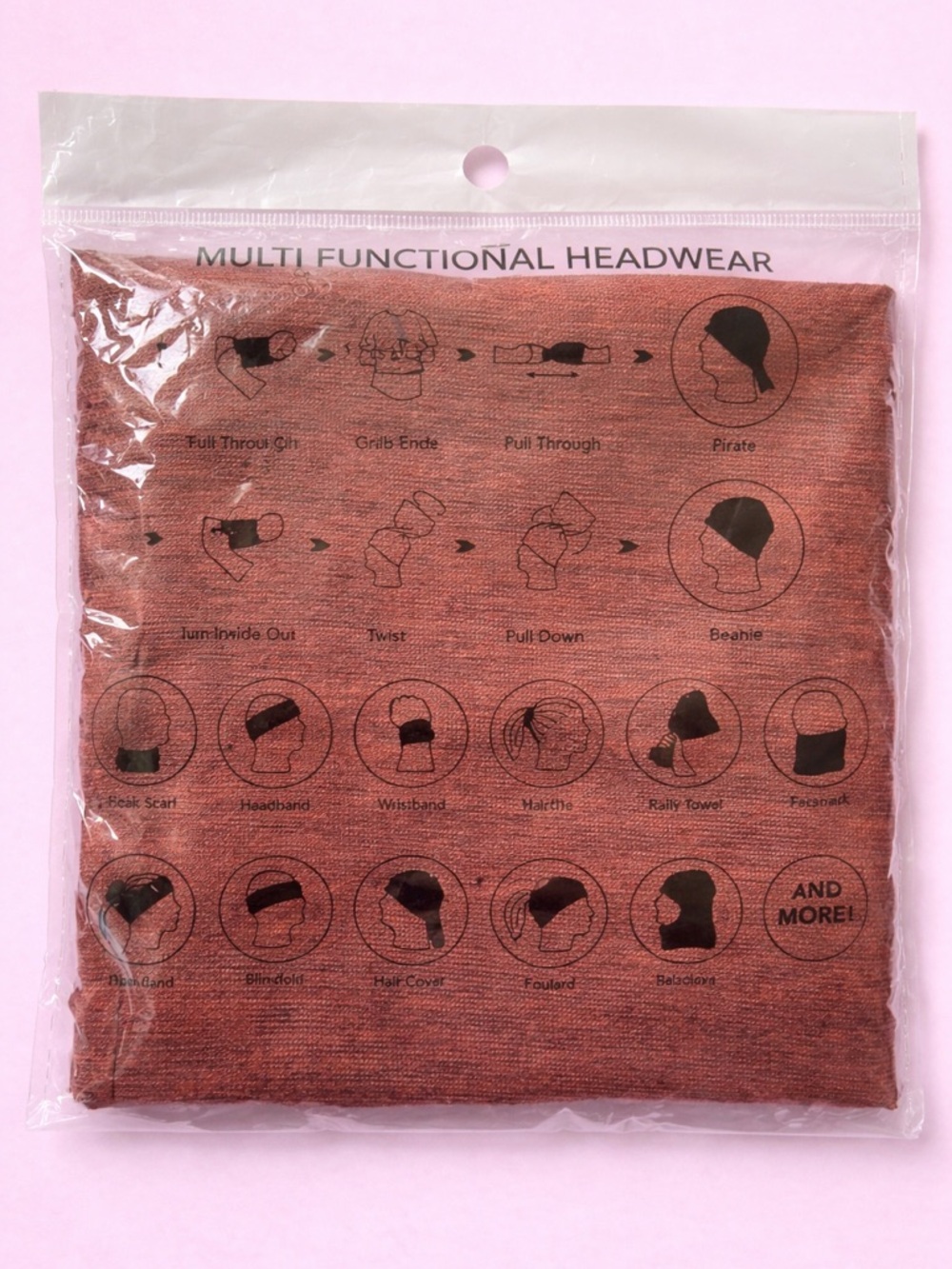Multi-Functional Headwear Tube Scarf — Rusty Red Heather - Never Used.